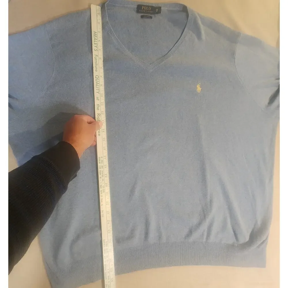 Polo Ralph Lauren 4XB Pima Cotton Sweater Light Blue Big & Tall RN 41381 Logo US